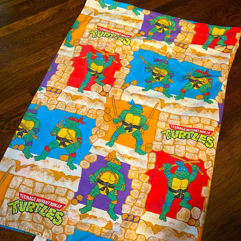 Vintage 80s ninja turtle twin flat sheet